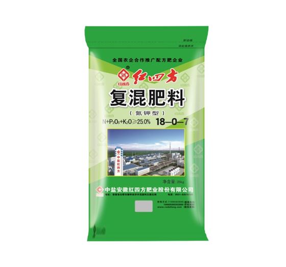 红四方氯基氮钾型复混肥料25%（18-0-7）
