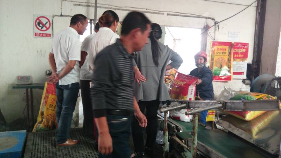 业务经理李守芳领队带领定远种植大户来红四方复合肥厂家参观